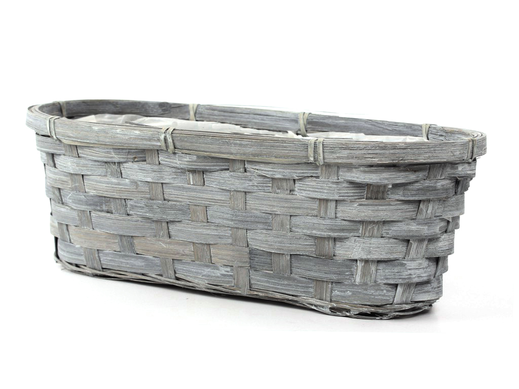 Truhlík proutí 28 cm x 13cm ovál šedý