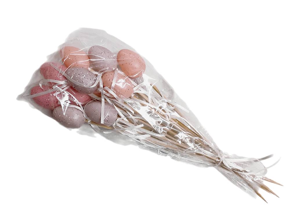 Vajíčka přízdoba 4 cm 12 ks zápich růžová