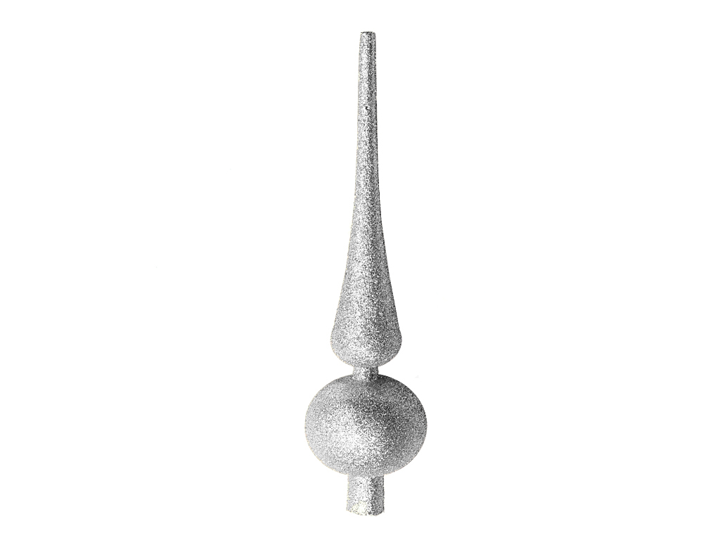 Ozdoba špice 24cm pr.6cm stříbro glitter