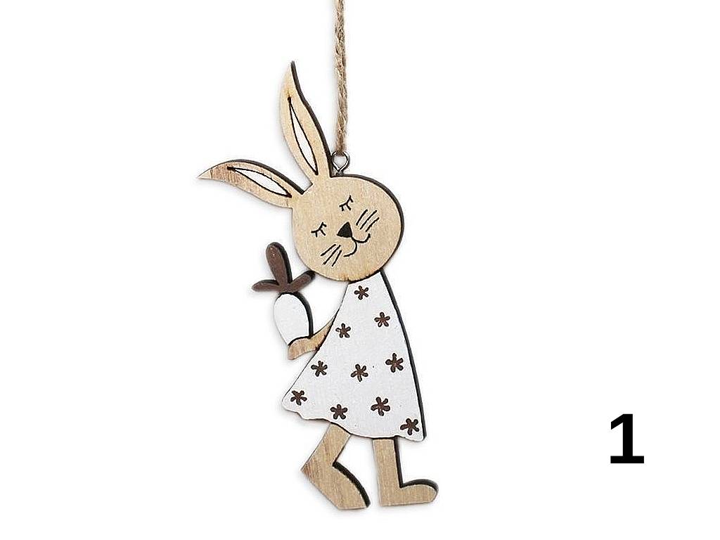 Zajíc dřevěný 12 cm závěsný naturální