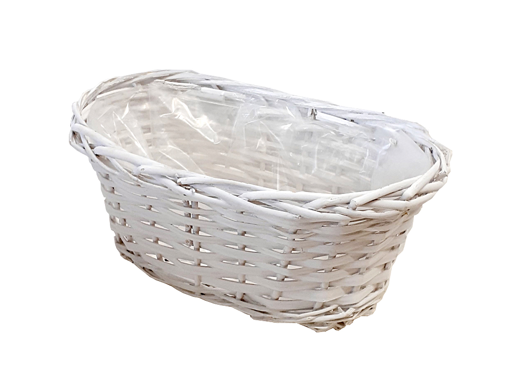 Truhlík proutí 30cmx18cm ovál bílý