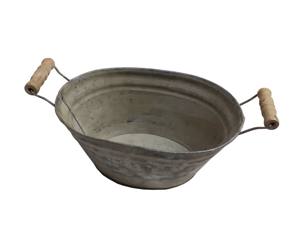 Obal plechový s uchy 26 cm x 18 cm ovál šedý