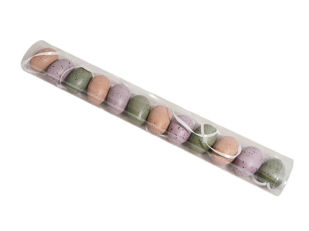 Vajíčka přízdoba 4 cm 12 ks kropenatá tuba