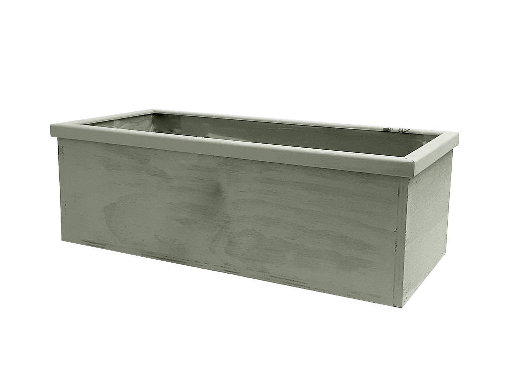 Truhlík dřevěný 40 x 17 cm olištovaný zelenošedý