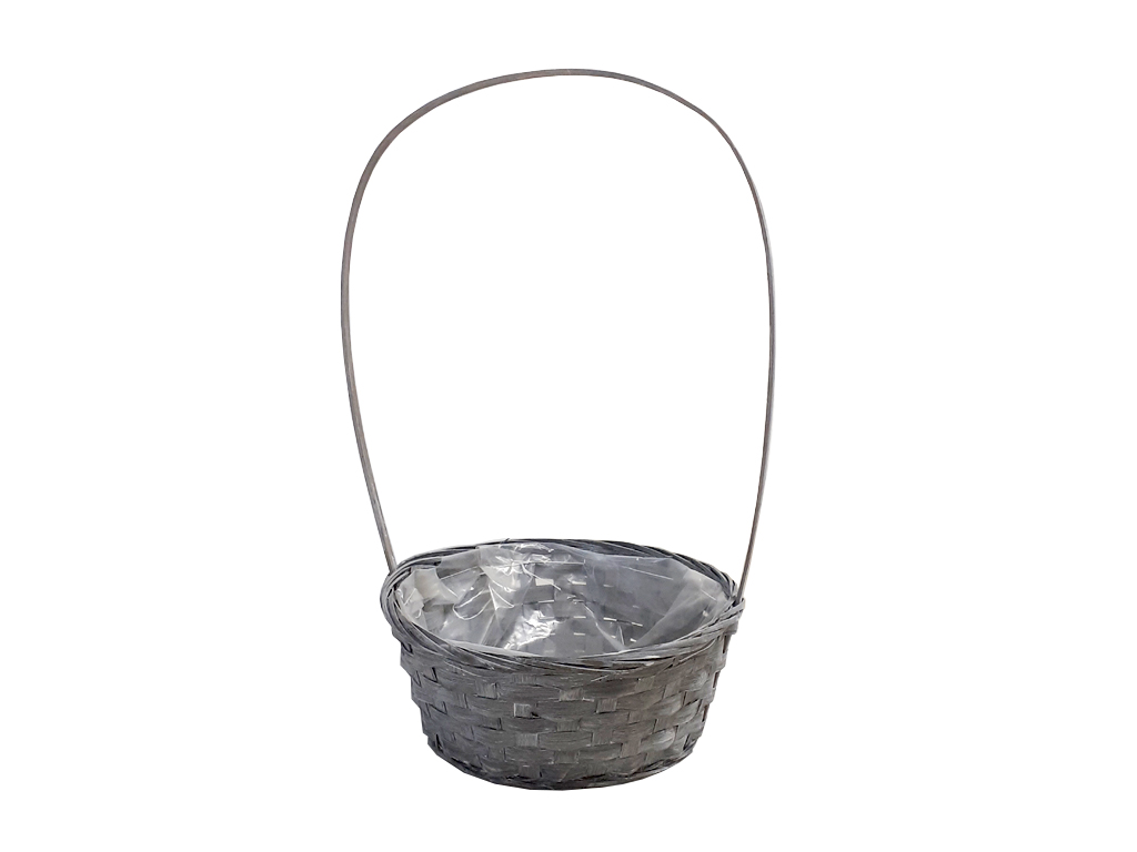 Košík proutí 25 cm kulatý šedý