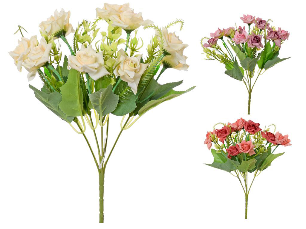 Růže látková svazek 29 cm color