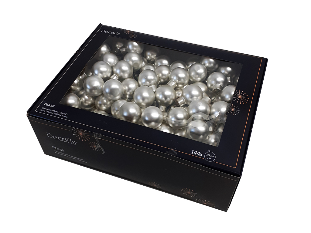Koule zápich 2,5cm 144ks stříbro mat BOX