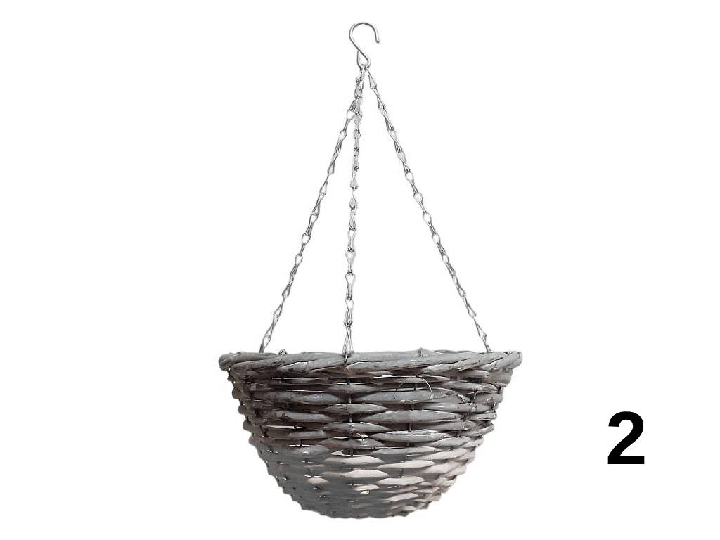 Obal proutěný závěsný ∅ 28 cm kulatý šedý, bílý
