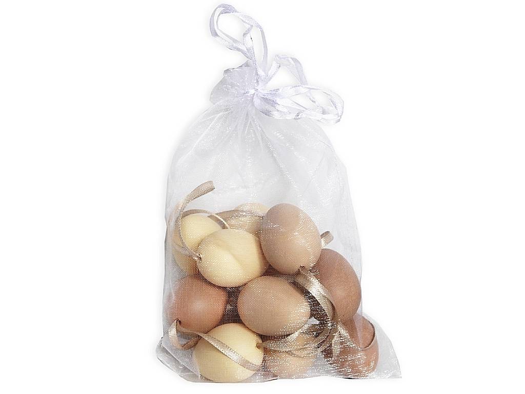 Vajíčka přízdoba 4 cm 12 ks závěs natural