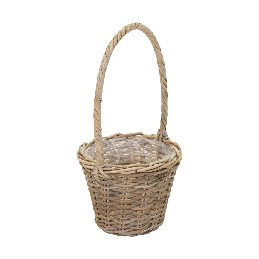 Košík ratan 24 cm kulatý šedý