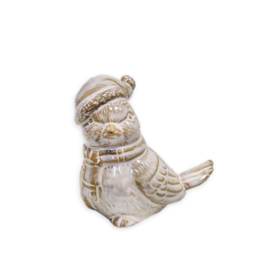 Ptáček porcelán 8 cm béžová