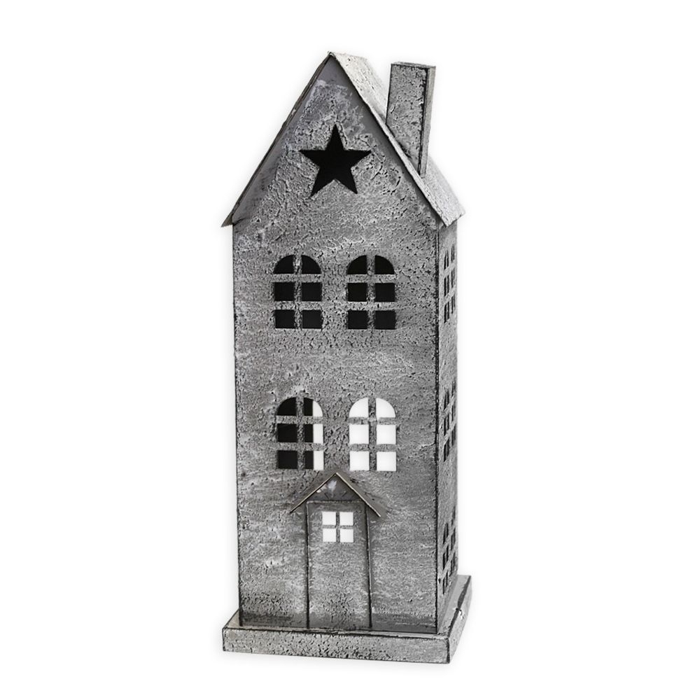 Domek kov lucerna 39 cm šedý