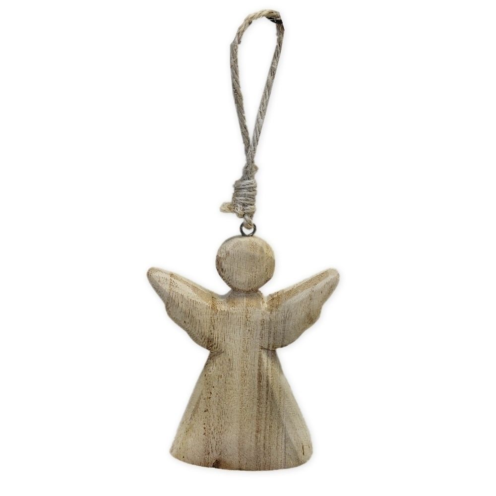 Anděl dřevo závěs 12 cm naturál