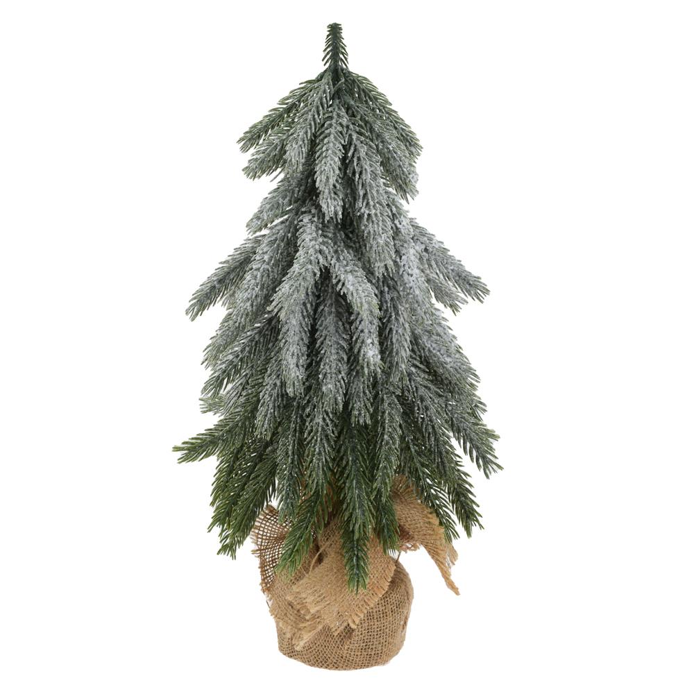 Vánoční stromeček zelený 38 cm zasněžený juta
