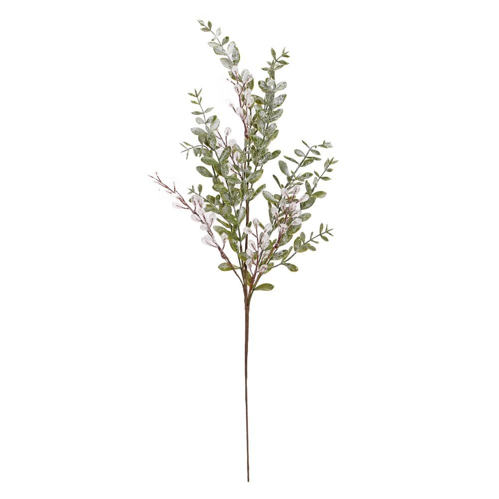 Větev lístky krystal 70 cm bílozelená