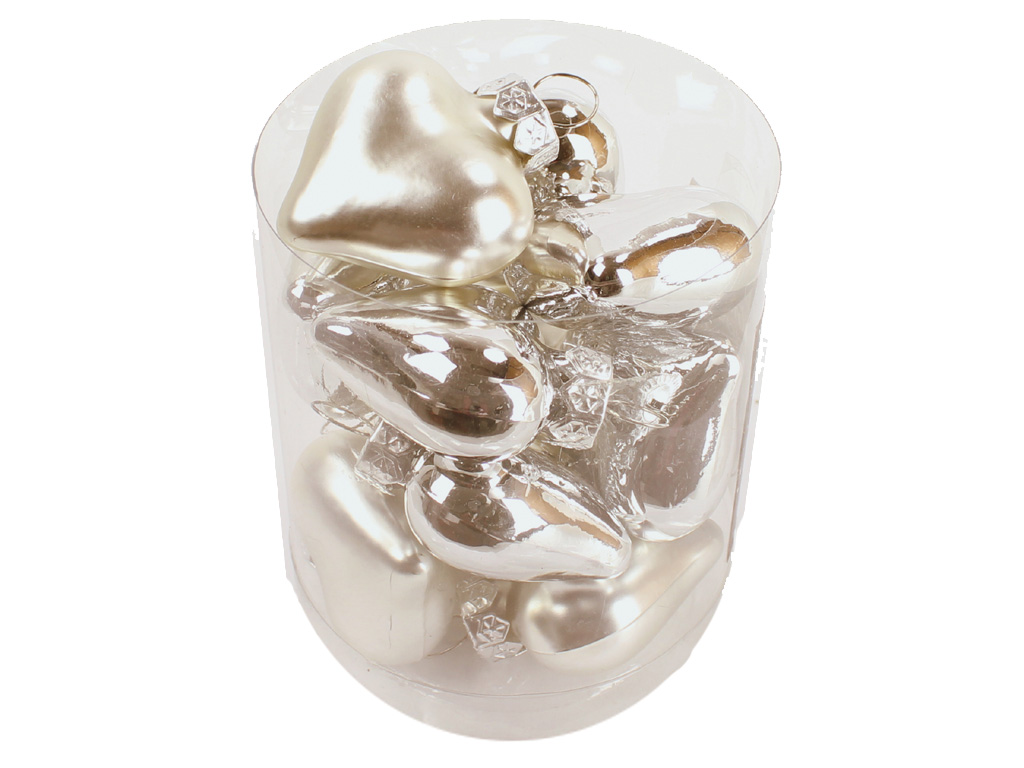 Ozdoba srdce 4cm 12ks stříbrná