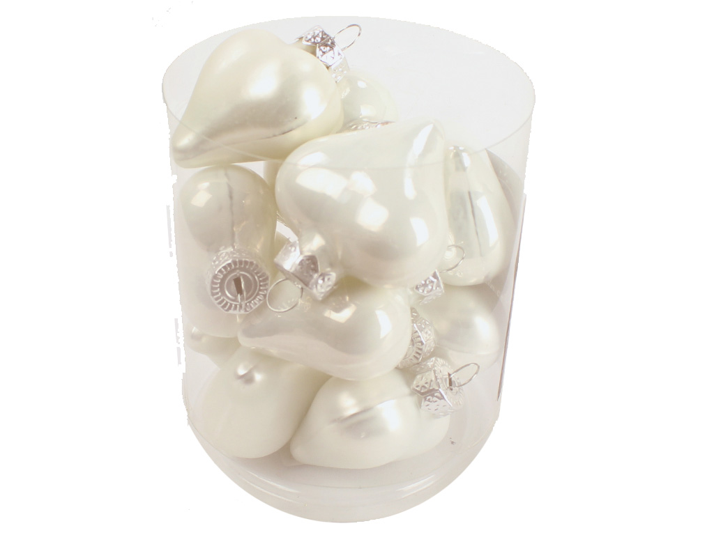 Ozdoba srdce 4cm 12ks perleť