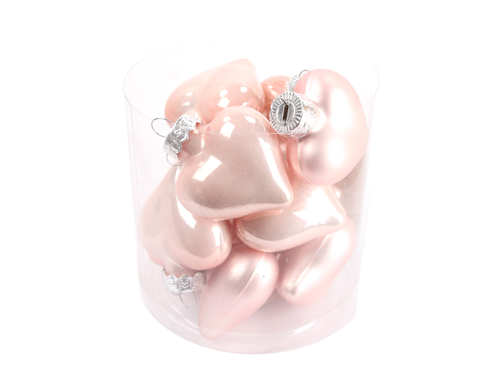 Ozdoba srdce 4cm 12ks sv.růžová