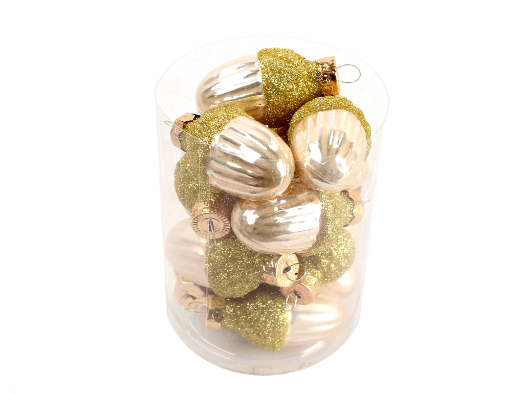 Ozdoba žalud 4cm 12ks šampaň