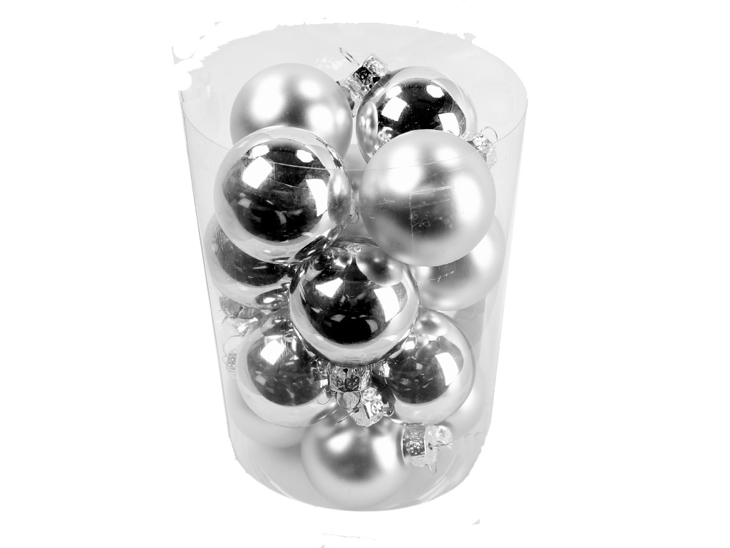 Ozdoba koule 3,5cm 16ks stříbrná