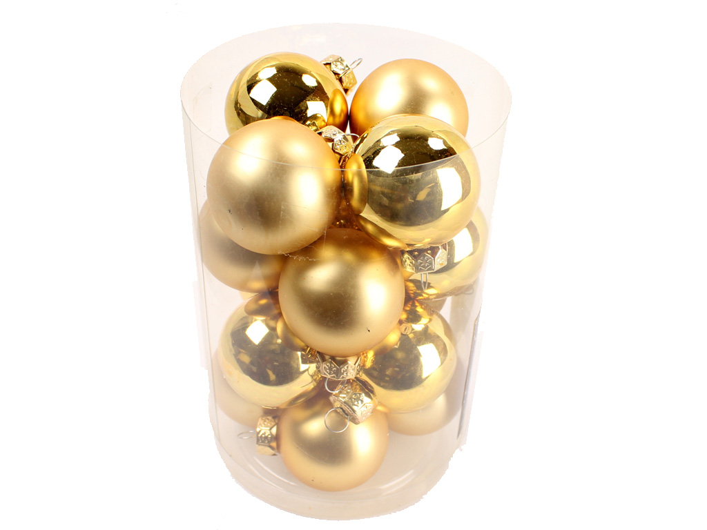 Ozdoba koule 3,5cm 16ks zlatá