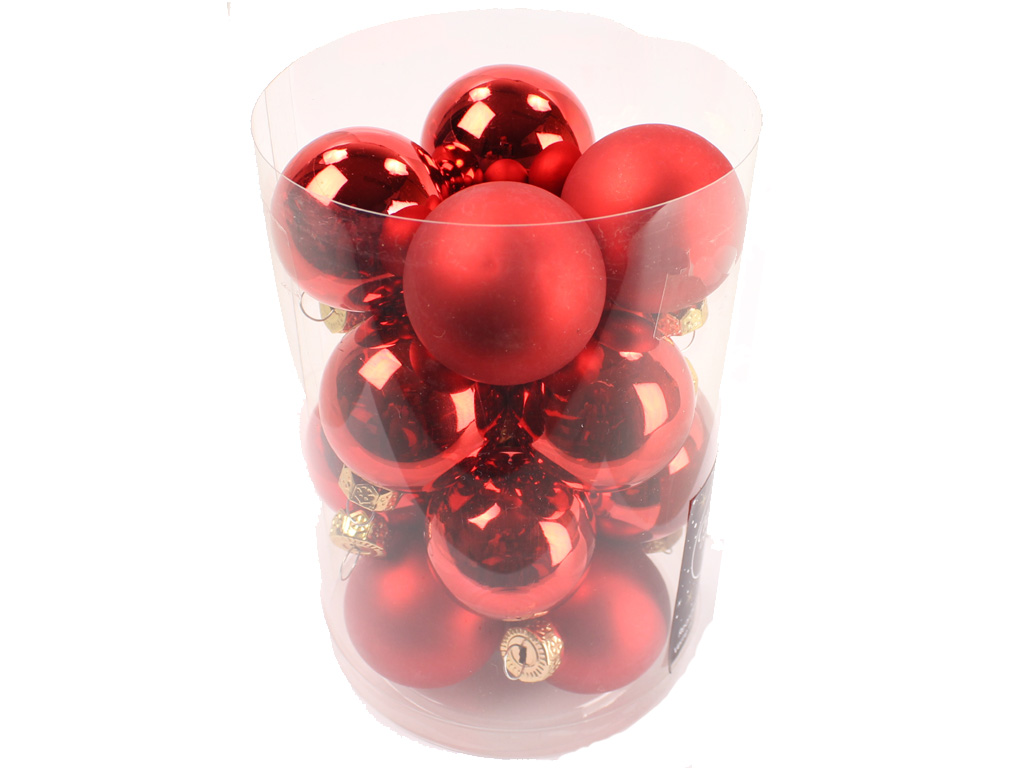 Ozdoba koule 3,5cm 16ks červená