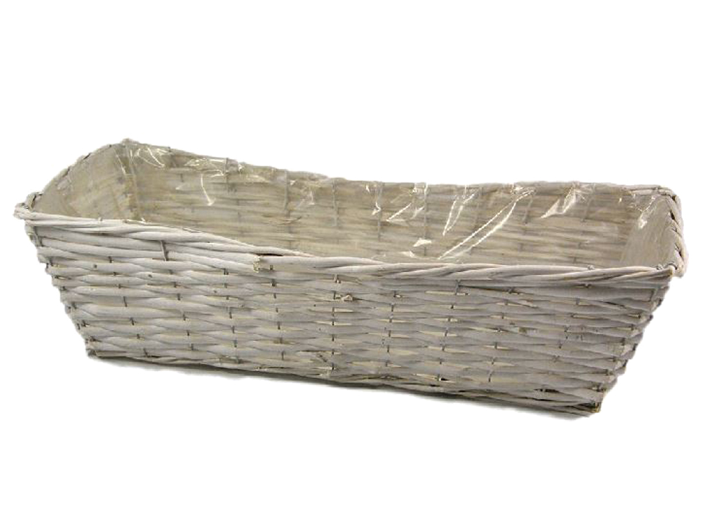 Truhlík proutí 53cmx25cm obdelník bílý