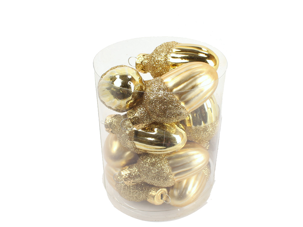 Ozdoba žalud 4cm 12ks zlatá