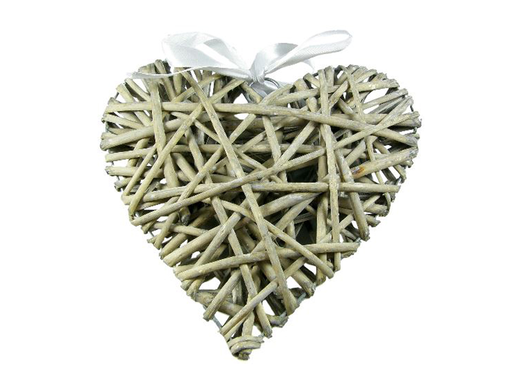 Srdce proutí 5 cm x 4,5 cm plné šedé