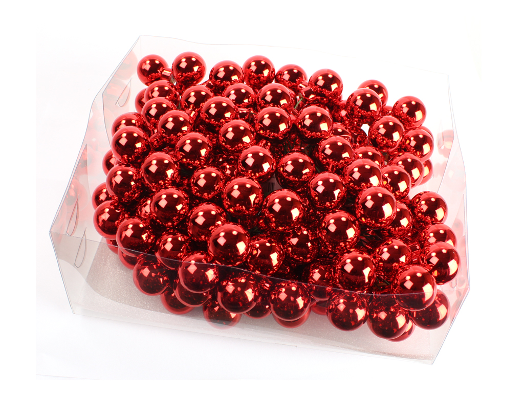 Koule zápich 2cm 144ks červená lesk BOX