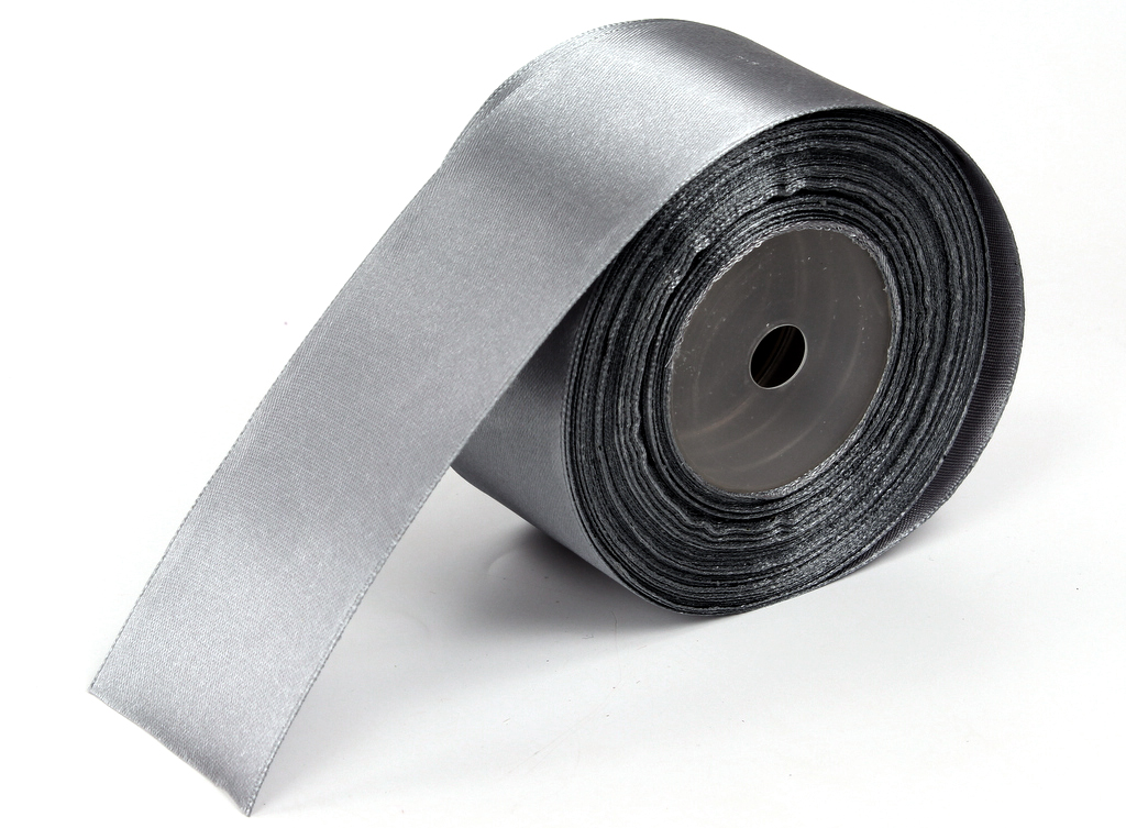 Stuha atlas 50mm 35yd šedá