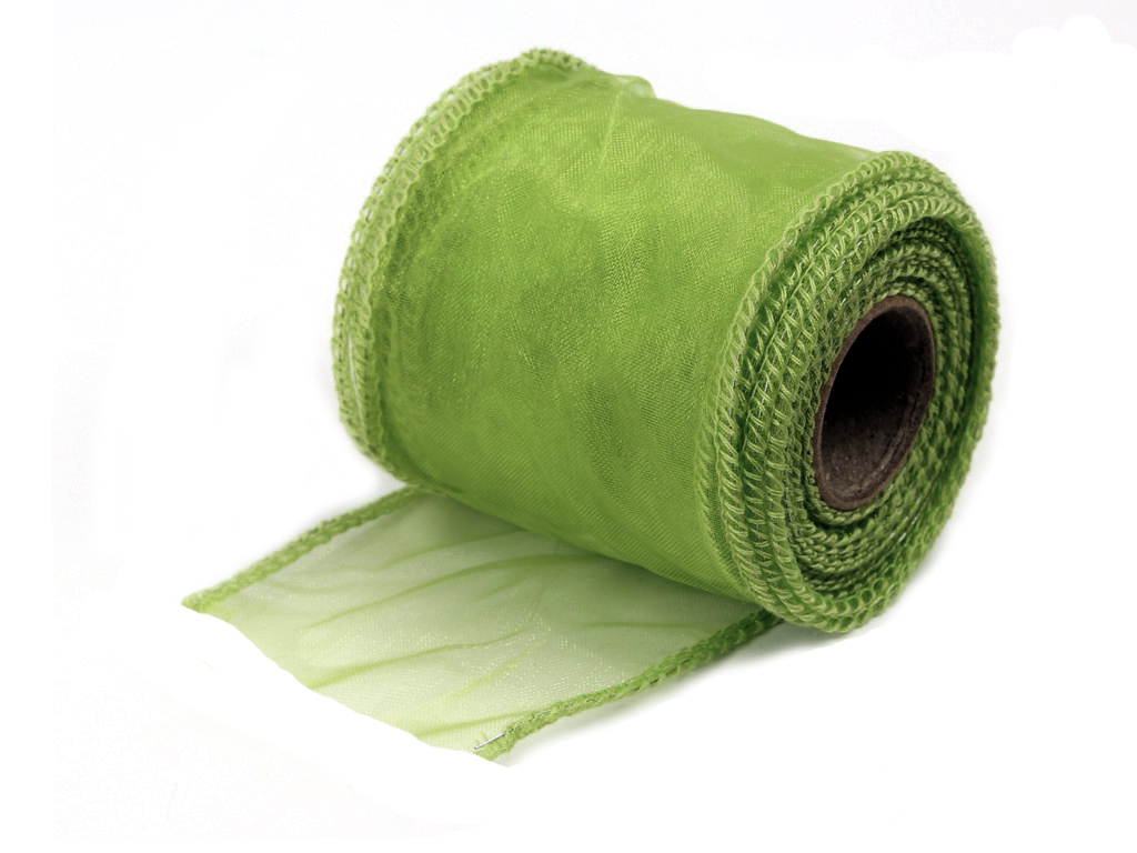 Stuha organza 6,5 cm 10 yd světle zelená