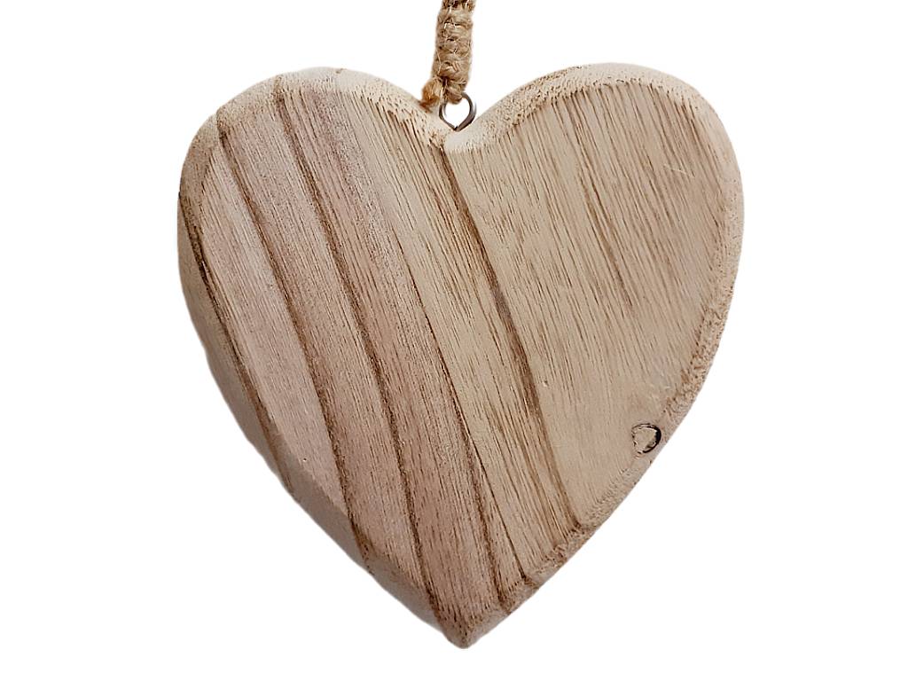 Srdce dřevo závěs 13 cm ploché natural