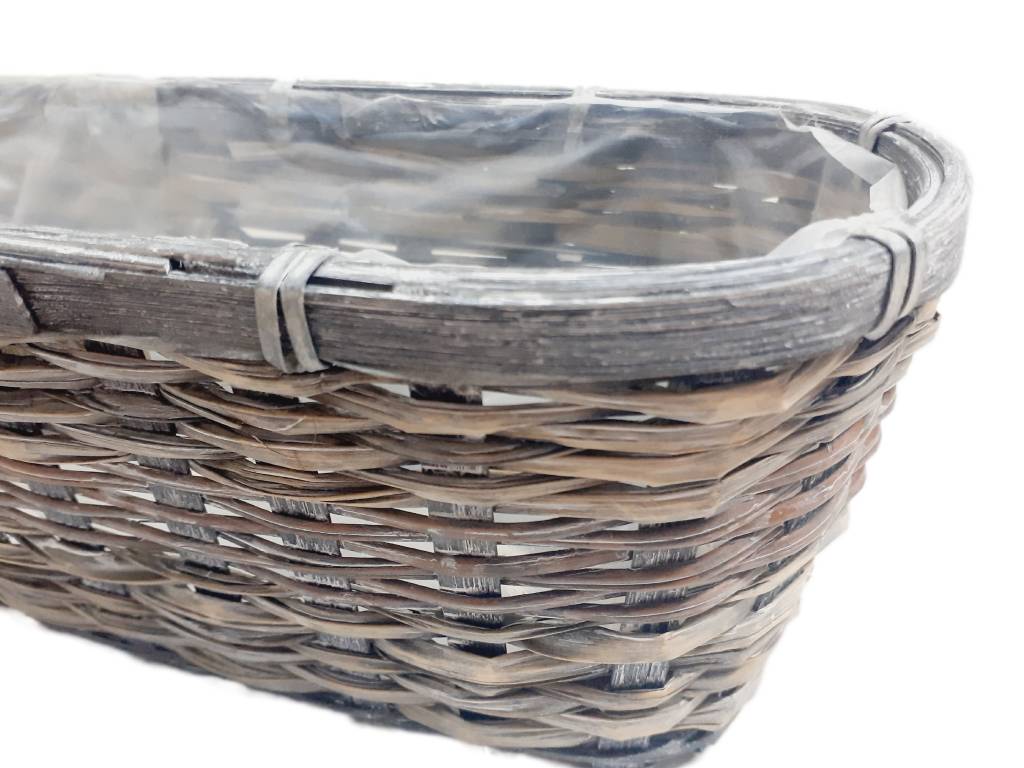 Truhlík proutí 28 cm x 11 cm ovál šedý