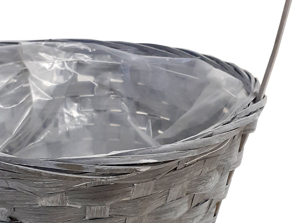 Košík proutí 25 cm kulatý šedý