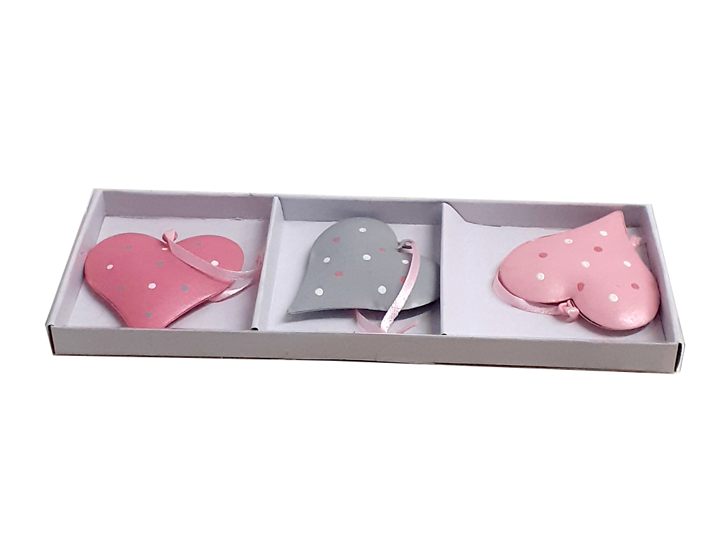 Srdce kov přízdoba 5,5 cm 3 ks color