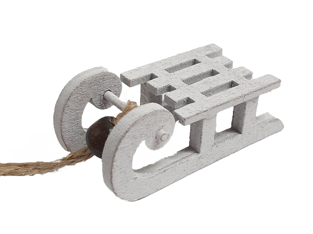 Sáňky dřevo závěs 5cm 4ks bílá