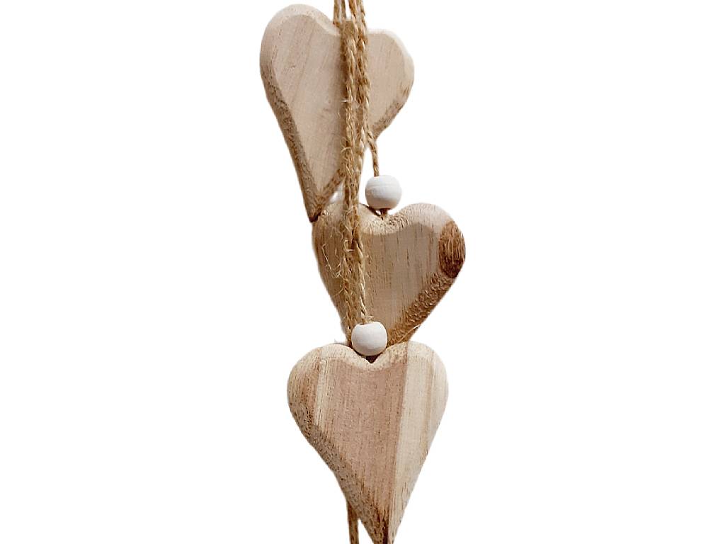 Srdce dřevo girlanda 45 cm natural