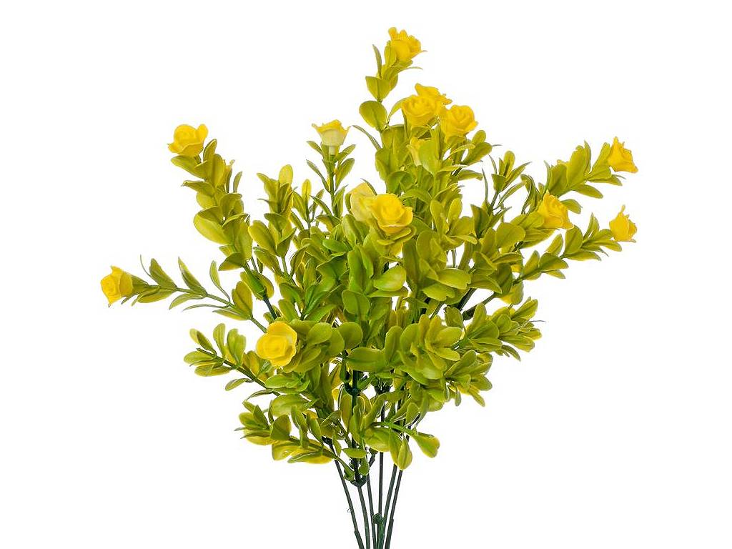 Růžičky žluté na větvičce 33 cm