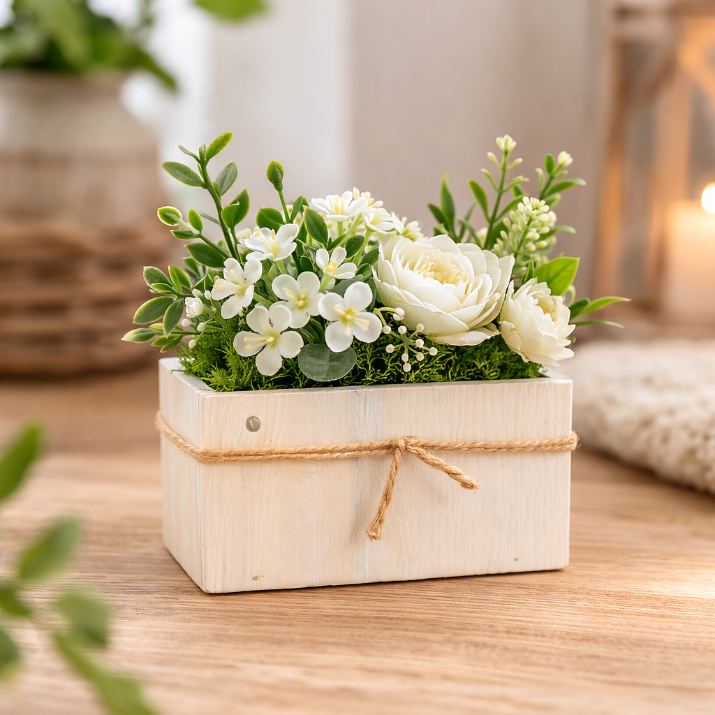 Truhlík dýha 14 cm x 7 cm x 8 x cm bílý obdélník