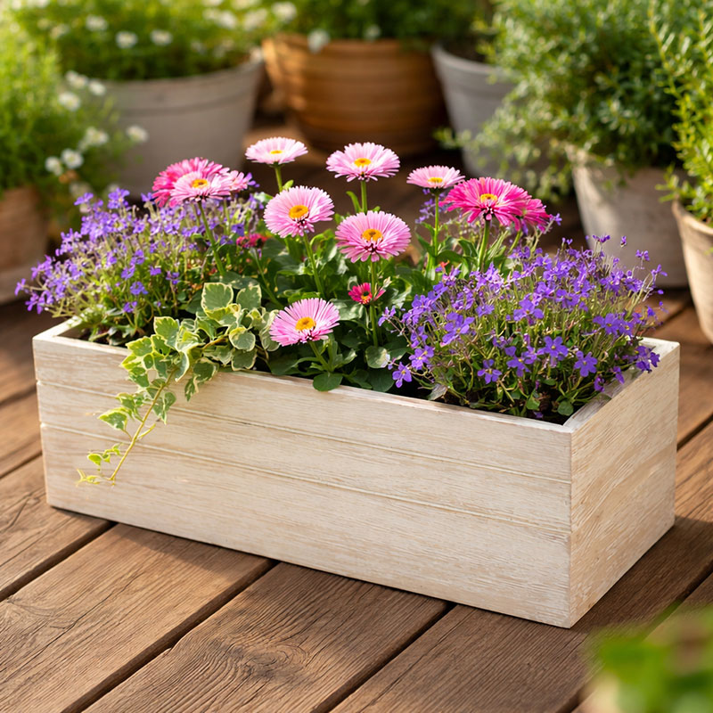 Truhlík dřevo 40 cm x 17 cm hnědý obdélník