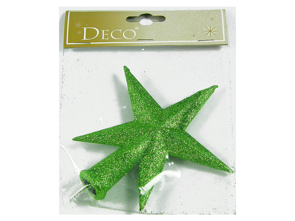 Ozdoba špice 13cm hvězda glitter zelená