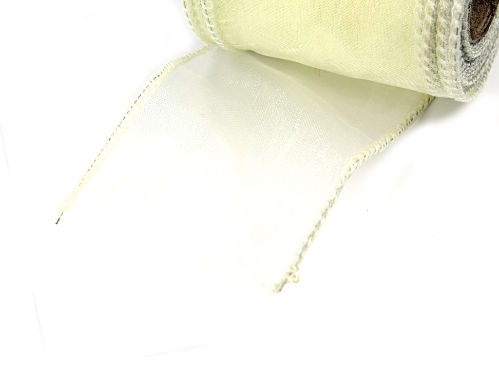 Stuha organza 6,5 cm 10 yd smetanová