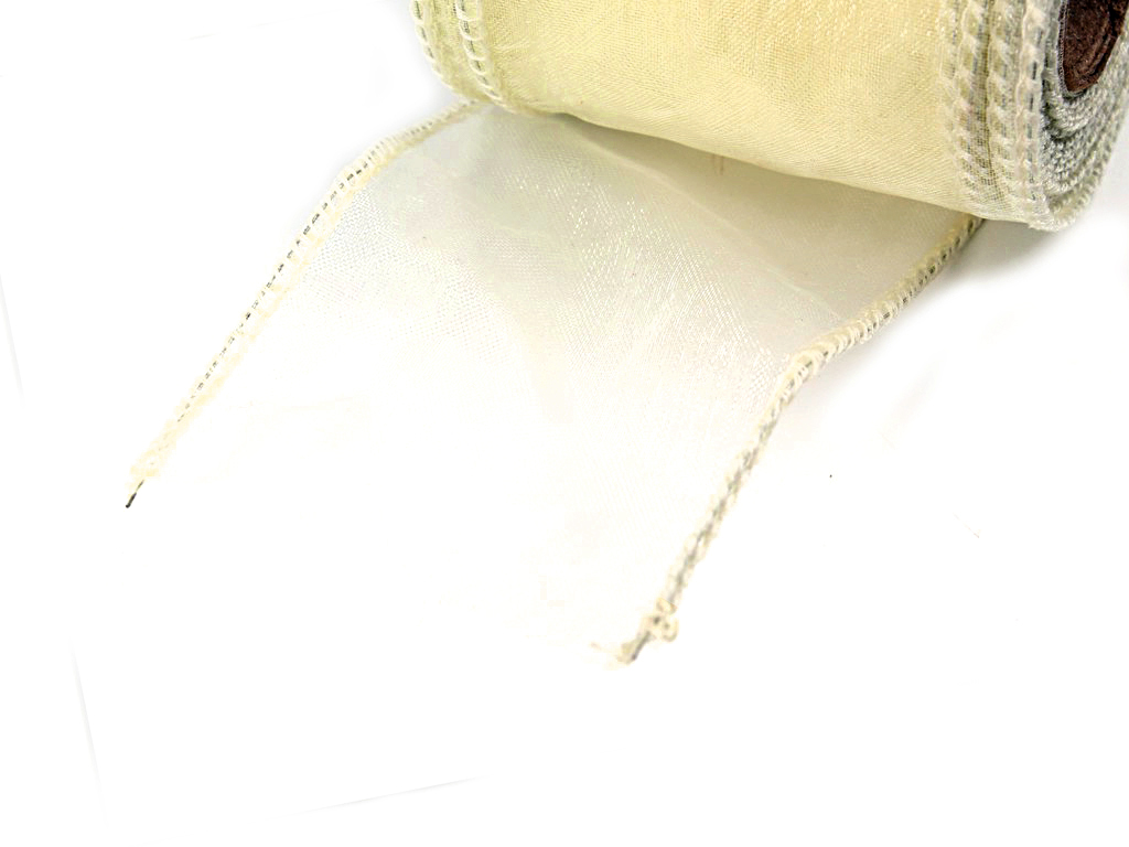 Stuha organza 6,5 cm 10 yd vanilková