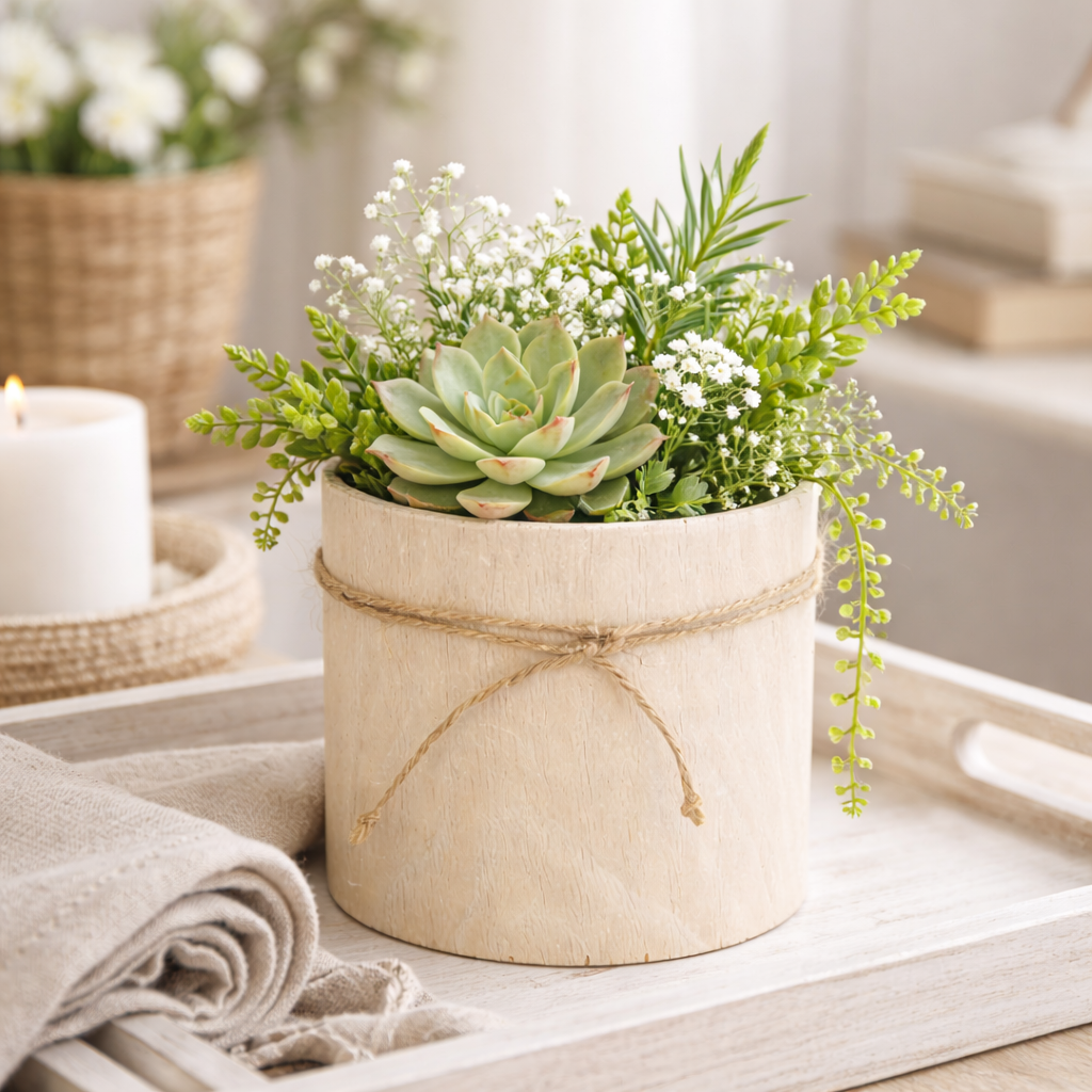 Obal dýhový 10 cm kulatý bílý výška 10 cm