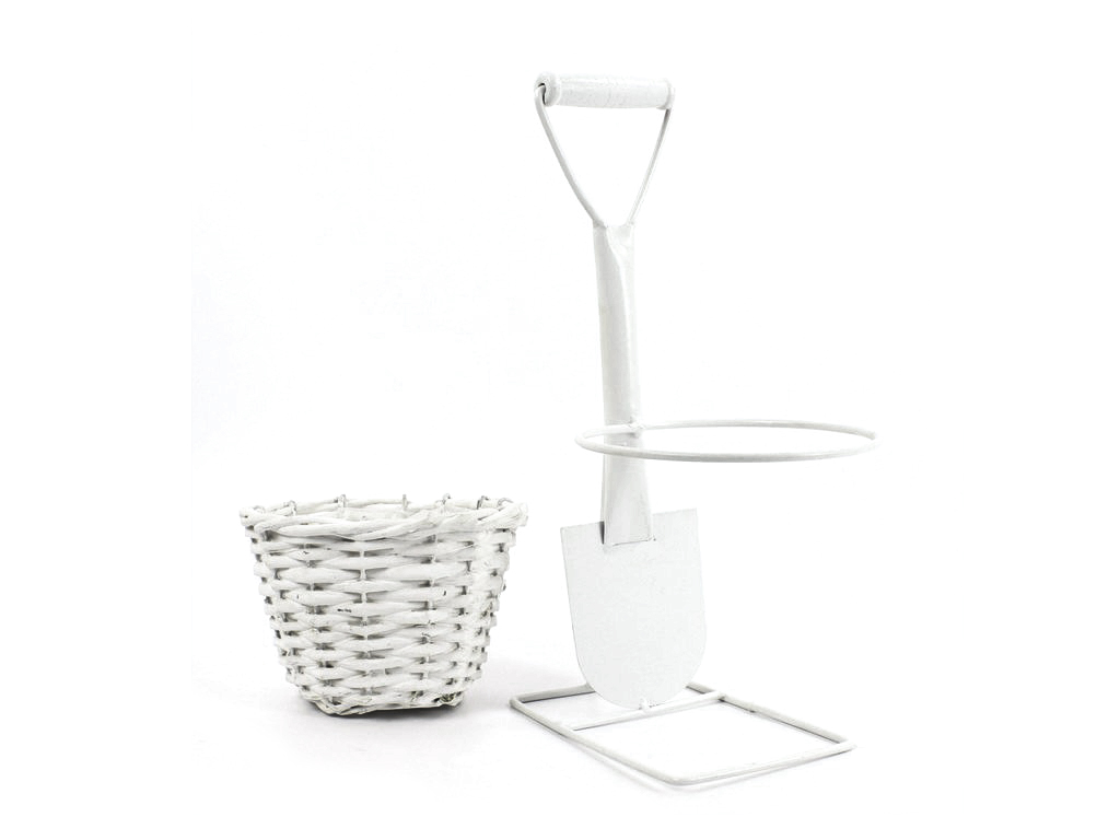 Obal proutí na kovové konstrukci rýč bílý