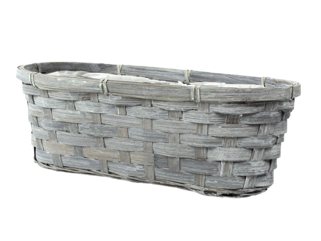 Truhlík proutí 28 cm x 13cm ovál šedý