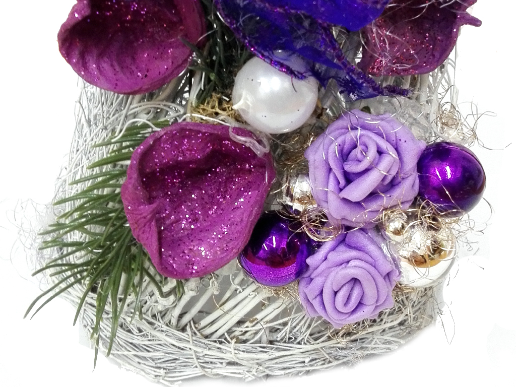 Kužel proutí 40cm bílý dekor