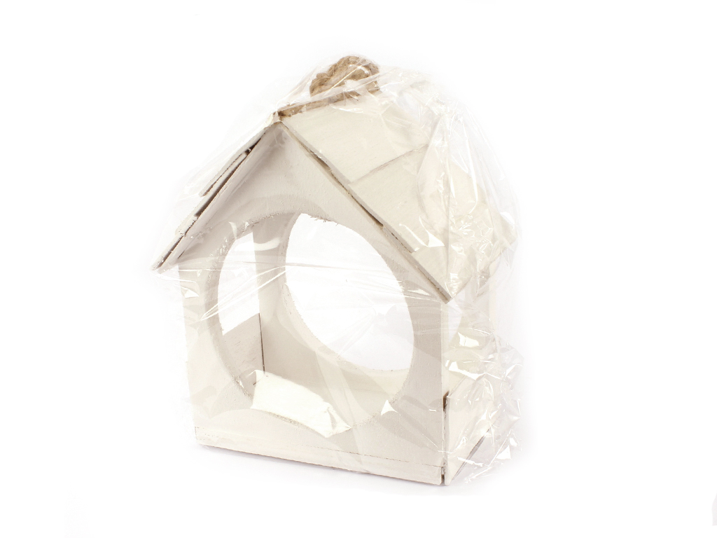 Domeček dřevěný krmítko 12 x 8 cm bílý