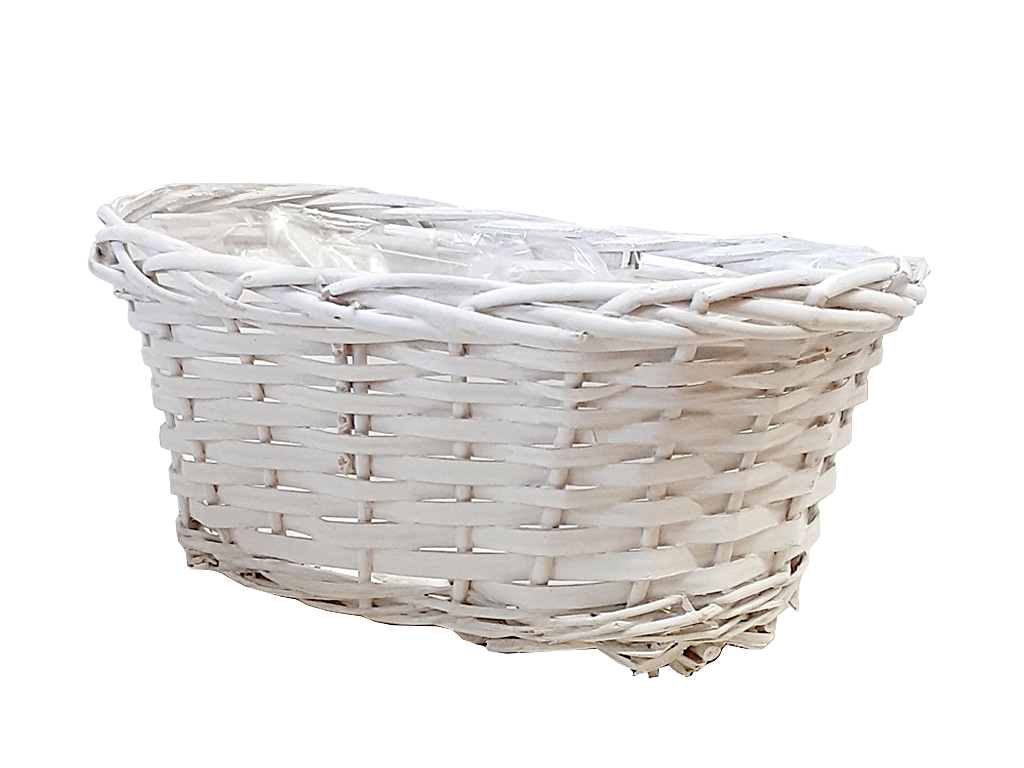 Truhlík proutí 27 cm x 17 cm ovál bílý